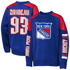 Mika Zibanejad New York Rangers Outerstuff Youth Best Defense Name & Number Crewneck Sweatshirt For Sale