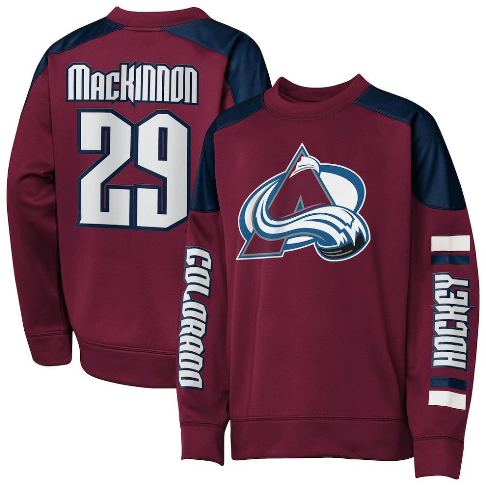 Nathan MacKinnon Colorado Avalanche Outerstuff Youth Best Defense Name & Number Crewneck Sweatshirt Online
