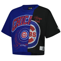 Chicago Cubs New Era Women's Upcycled Colorblocked Boxy Cropped T-Shirt | MLB New