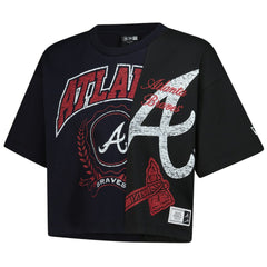 Atlanta Braves New Era Women's Upcycled Colorblocked Boxy Cropped T-Shirt | MLB Sale