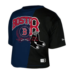 Boston Red Sox New Era Women's Upcycled Colorblocked Boxy Cropped T-Shirt | MLB Discount