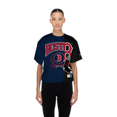 Boston Red Sox New Era Women's Upcycled Colorblocked Boxy Cropped T-Shirt | MLB Discount