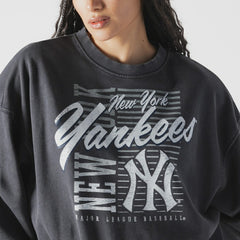 New York Yankees New Era Women's Boxy Mineral Wash Dolmen Sleeve Cropped Sweatshirt | MLB On Sale