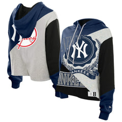 New York Yankees New Era Women's Upcycled Color Block Cropped Boxy Hoodie | MLB Online