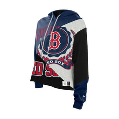 Boston Red Sox New Era Women's Upcycled Color Block Cropped Boxy Hoodie | MLB Sale