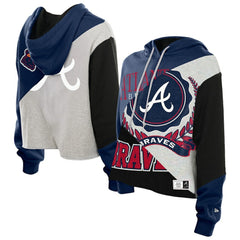 Atlanta Braves New Era Women's Upcycled Color Block Cropped Boxy Hoodie | MLB US