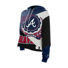 Atlanta Braves New Era Women's Upcycled Color Block Cropped Boxy Hoodie | MLB US