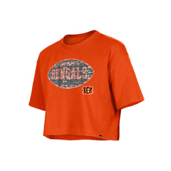 Cincinnati Bengals New Era Girl's Flip Sequin Boxy T-Shirt