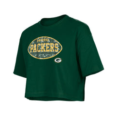 Green Bay Packers New Era Girl's Flip Sequin Boxy T-Shirt