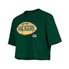 Green Bay Packers New Era Girl's Flip Sequin Boxy T-Shirt