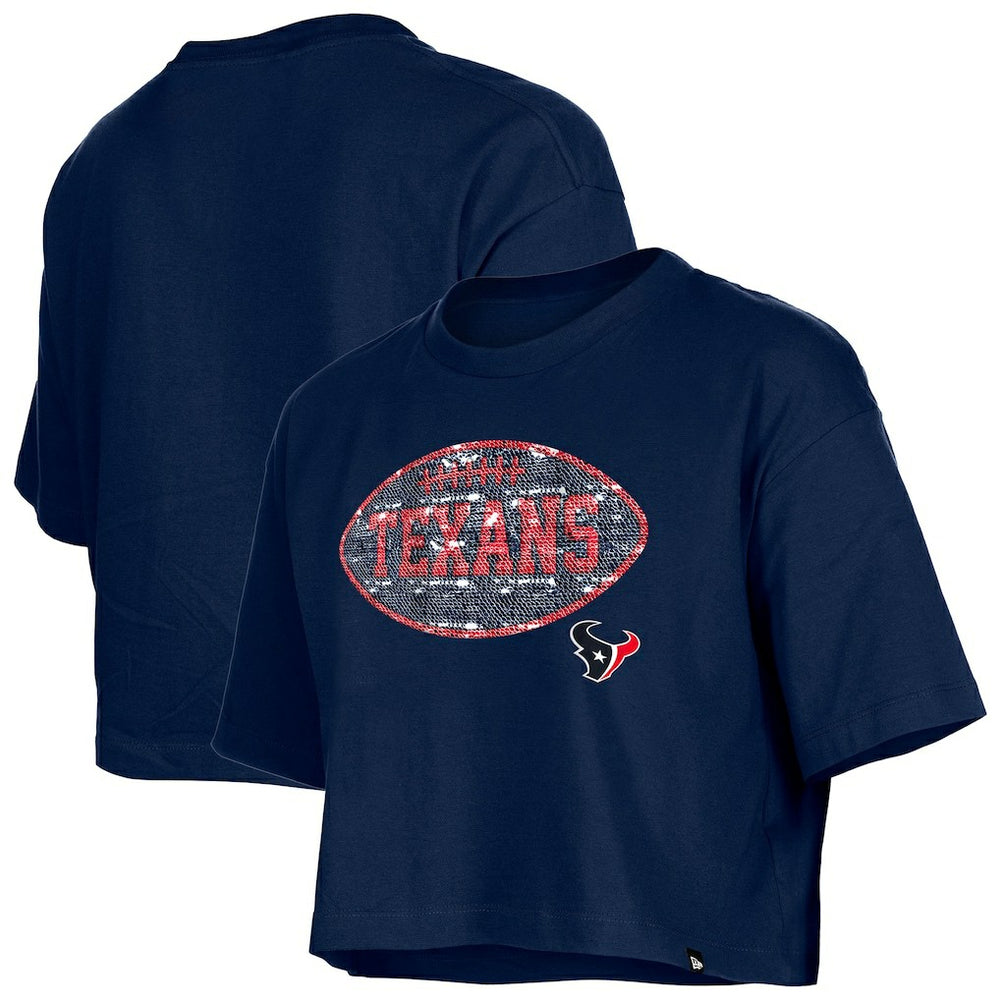 Houston Texans New Era Girl's Flip Sequin Boxy T-Shirt