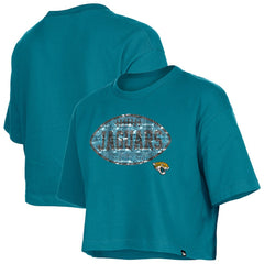 Jacksonville Jaguars New Era Girl's Flip Sequin Boxy T-Shirt