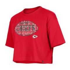 Kansas City Chiefs New Era Girl's Flip Sequin Boxy T-Shirt