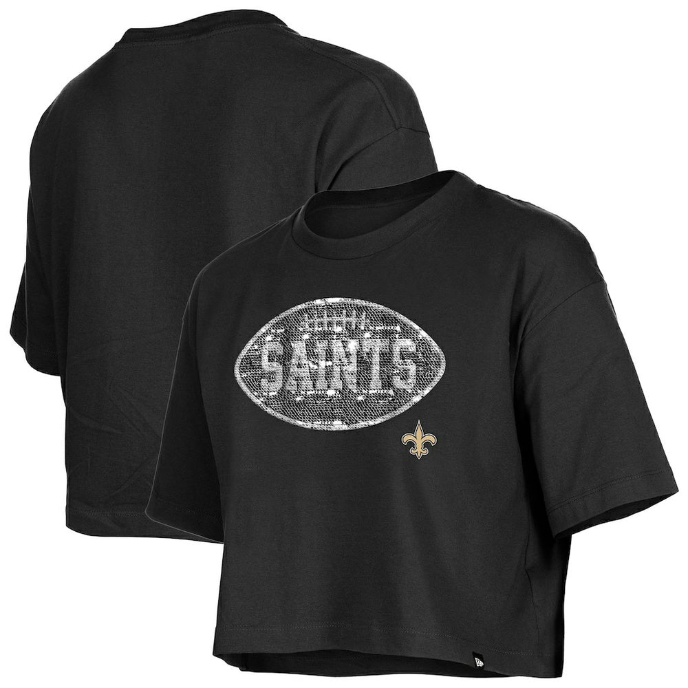 New Orleans Saints New Era Girl's Flip Sequin Boxy T-Shirt