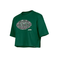 New York Jets New Era Girl's Flip Sequin Boxy T-Shirt
