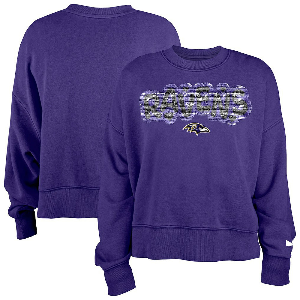 Baltimore Ravens New Era Girl's Flip Sequin Sweatshirt