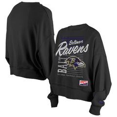 Baltimore Ravens New Era Women's Oversized Throwback Mineral Wash Crew Neck Sweatshirt
