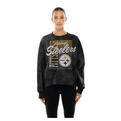 Pittsburgh Steelers New Era Women's Oversized Throwback Mineral Wash Crew Neck Sweatshirt