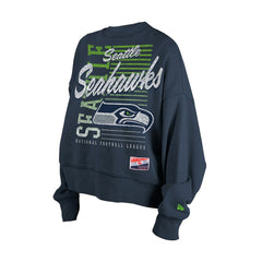 Seattle Seahawks New Era Women's Oversized Throwback Mineral Wash Crew Neck Sweatshirt