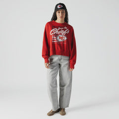 Kansas City Chiefs New Era Women's Oversized Throwback Mineral Wash Crew Neck Sweatshirt