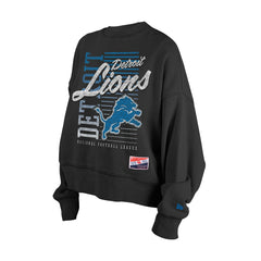 Detroit Lions New Era Women's Oversized Throwback Mineral Wash Crew Neck Sweatshirt