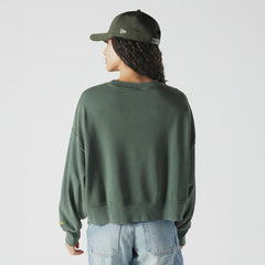 Green Bay Packers New Era Women's Oversized Throwback Mineral Wash Crew Neck Sweatshirt