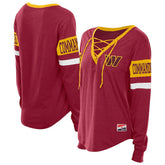 Washington Commanders New Era Women's Throwback Lace-Up Long-Sleeve T-Shirt