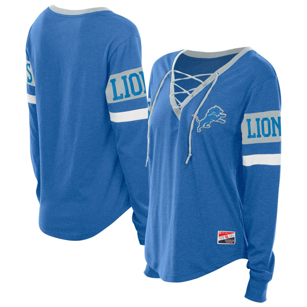 Detroit Lions New Era Women's Throwback Lace-Up Long-Sleeve T-Shirt