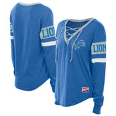 Detroit Lions New Era Women's Throwback Lace-Up Long-Sleeve T-Shirt