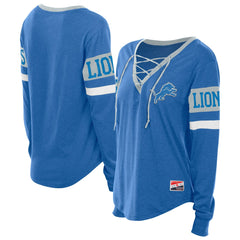 Detroit Lions New Era Women's Throwback Lace-Up Long-Sleeve T-Shirt