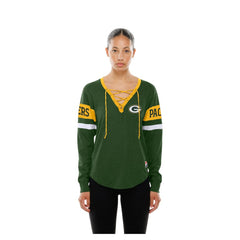 Green Bay Packers New Era Women's Throwback Lace-Up Long-Sleeve T-Shirt