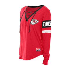 Kansas City Chiefs New Era Women's Throwback Lace-Up Long-Sleeve T-Shirt