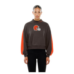 Cleveland Browns New Era Women's Sport Night Mock Neck Balloon Sleeve Pullover Sweatshirt
