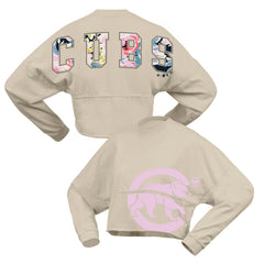 Chicago Cubs Fanatics Women's Floral Preppy Cropped Long Sleeve T-Shirt | MLB For sale