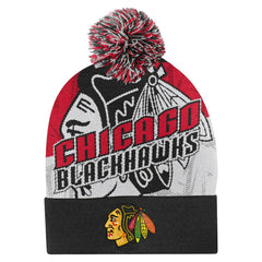 Chicago Blackhawks Outerstuff Youth New Edge Cuffed Knit Hat with Pom Online