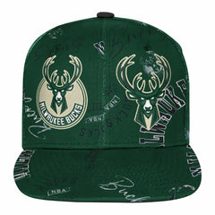 Milwaukee Bucks Outerstuff Youth Street Hooper Allover Print Snapback Hat On Sale
