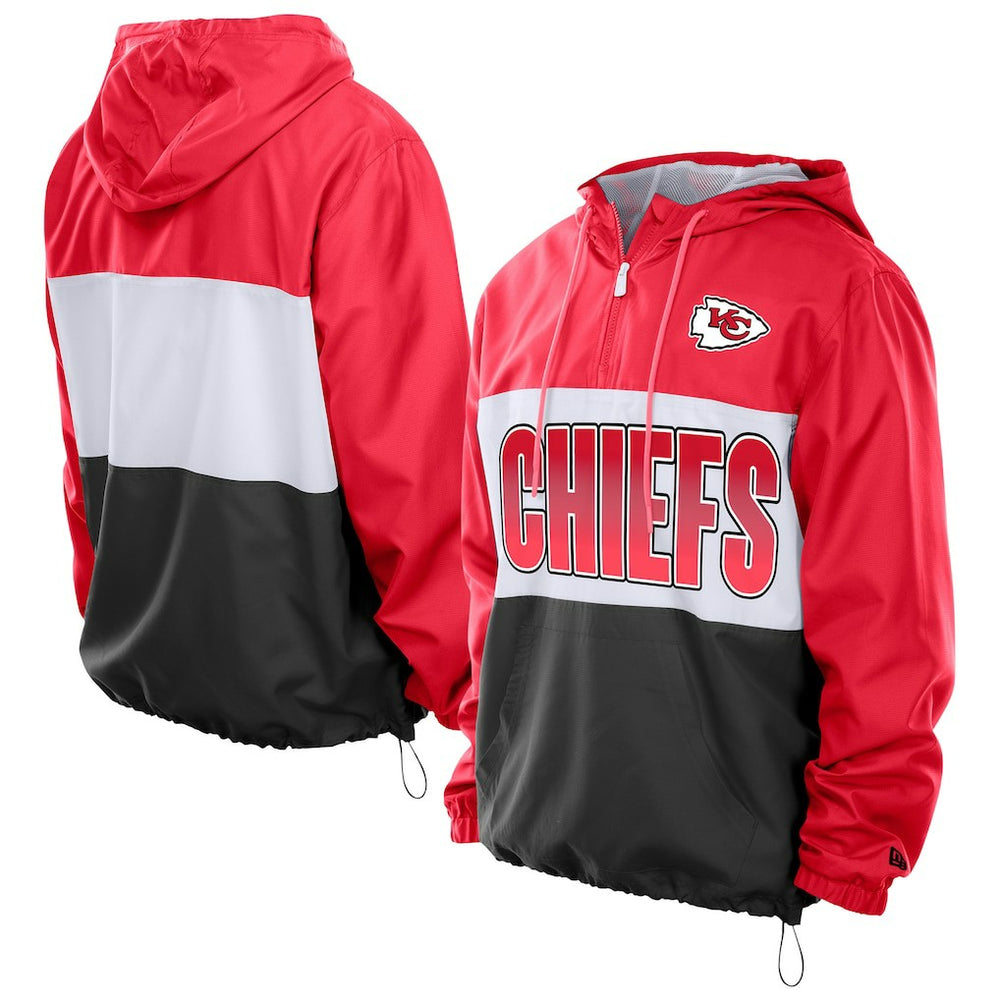 Kansas City Chiefs New Era Ripstop Quarter-Zip Hooded Windbreaker
