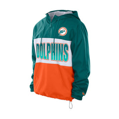 Miami Dolphins New Era Ripstop Quarter-Zip Hooded Windbreaker