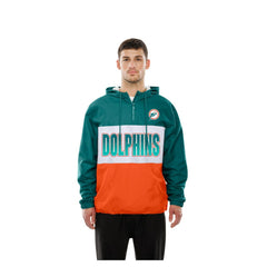 Miami Dolphins New Era Ripstop Quarter-Zip Hooded Windbreaker