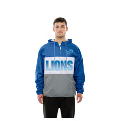 Detroit Lions New Era Ripstop Quarter-Zip Hooded Windbreaker