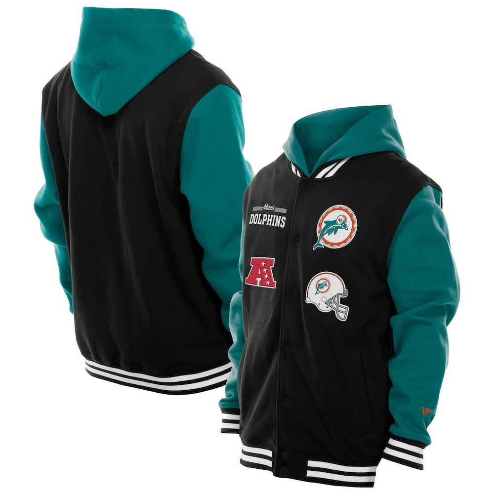Miami Dolphins New Era Full-Snap Fleece Hoodie Jacket