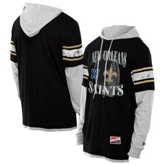 New Orleans Saints New Era Twofer Layered Long Sleeve Hoodie T-Shirt