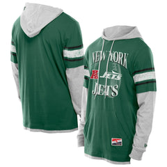 New York Jets New Era Twofer Layered Long Sleeve Hoodie T-Shirt