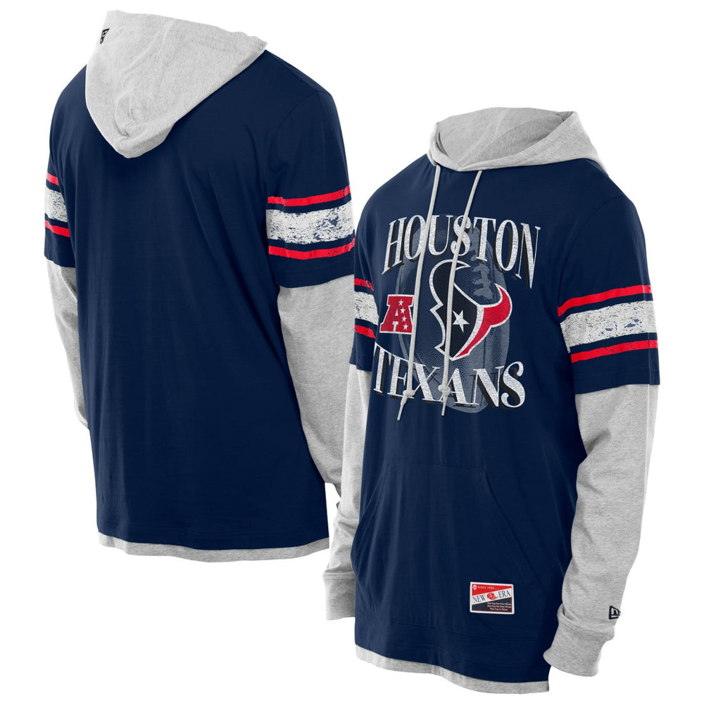 Houston Texans New Era Twofer Layered Long Sleeve Hoodie T-Shirt