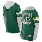 Green Bay Packers New Era Twofer Layered Long Sleeve Hoodie T-Shirt