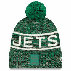New York Jets New Era 2025 Sideline Cold Weather Cuffed Knit Hat with Pom