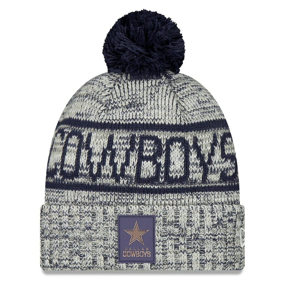 Dallas Cowboys New Era 2025 Sideline Cold Weather Cuffed Knit Hat with Pom