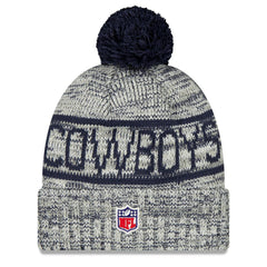 Dallas Cowboys New Era 2025 Sideline Cold Weather Cuffed Knit Hat with Pom