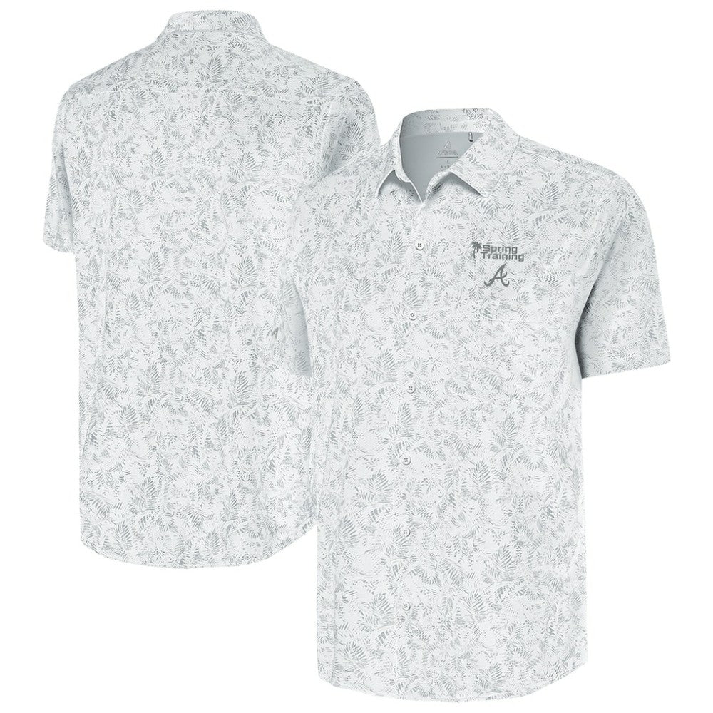 Atlanta Braves Antigua Palm Tree Spring Training Lush Button-Up Shirt | MLB Outlet