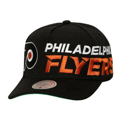 Philadelphia Flyers Mitchell & Ness Busted Logo Wordmark Wrap-Around Pro Pinch Adjustable Hat For Sale